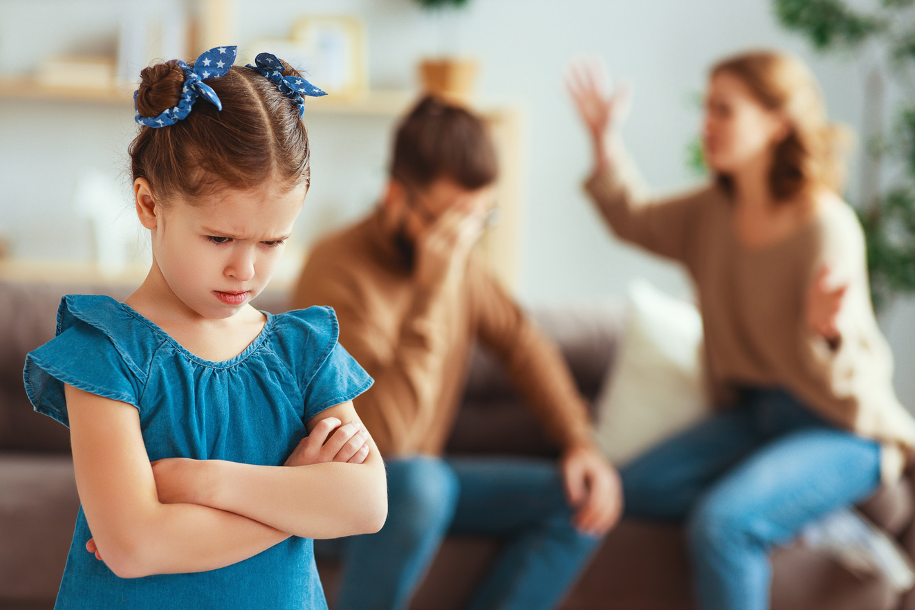 family quarrel divorce parents and child swear, conflict